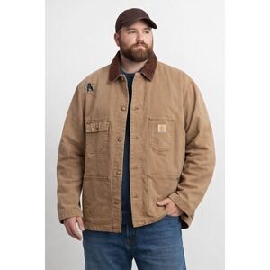 Vintage Carhartt Blanket Lined Chore Work Duck Jacket size 46 ‎  Made in USA